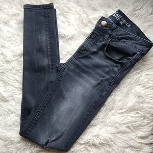 American Eagle Distressed Black Jegging Denim Jeans 2